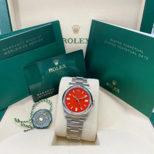 RLX Oyster Perpetual 36mm 126000-0007 Coral Red Dial Steel Watch