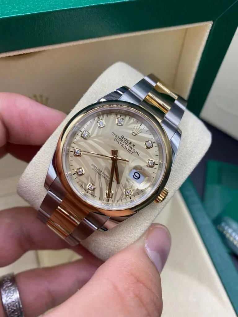 RLX Datejust 36mm 126203 Golden Palm Dial Domed Bezel Oyster Bracelet