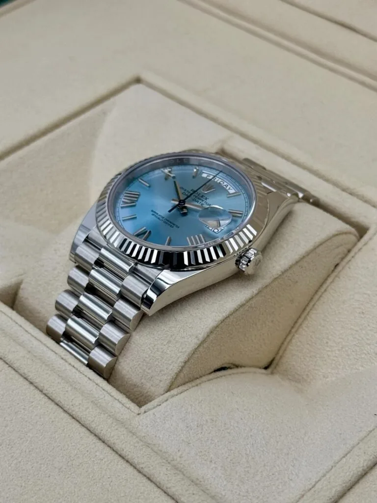 RLX Day-Date "President" 40mm Platinum Ice Blue Roman Dial - 228236