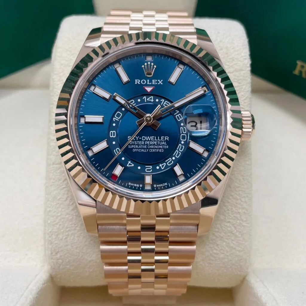RLX Sky-Dweller 42mm 336935-0001/0005 Rose Gold Blue Dial Oyster