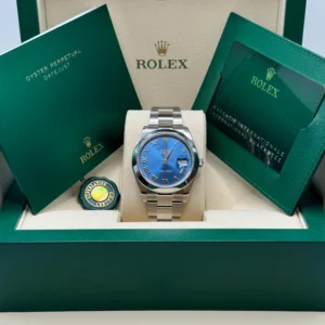RLX Datejust 41mm 126300 Blue Roman Oyster Stainless Steel Watch