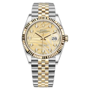 RLX Datejust 36mm 126233 Champagne Palm Motif Diamond Dial and Jubilee Bracelet Watch