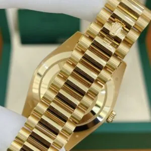 RLX Day-Date 40mm Black Diamond Dial and Diamond Bezel Yellow Gold President Bracelet 228348RBR-0001