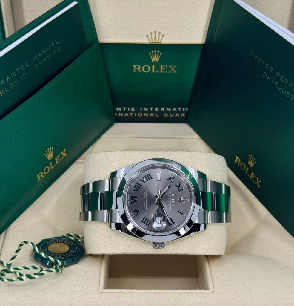 RLX Datejust 41mm 126300 Slate Roman Oyster Stainless Steel Watch
