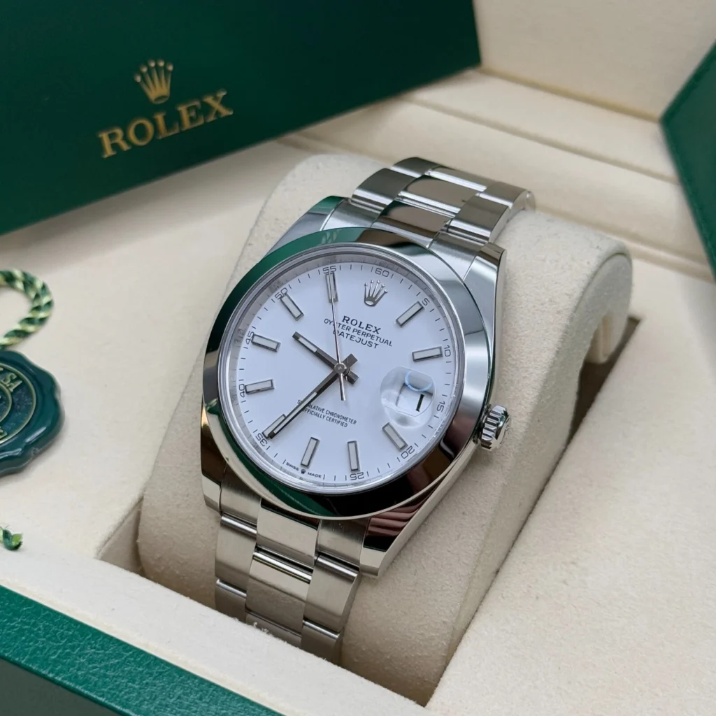 RLX Datejust 41mm 126300 White Index Oyster Stainless Steel Watch
