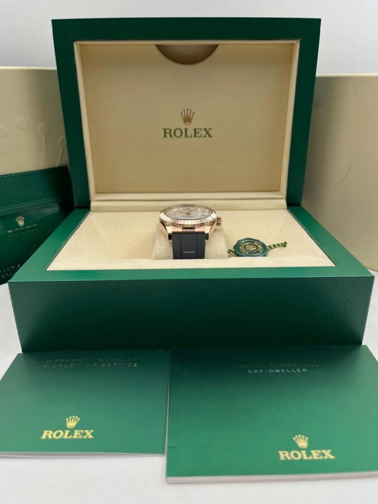 RLX Sky-Dweller 42mm Rose Gold White Dial Oysterflex - 336235