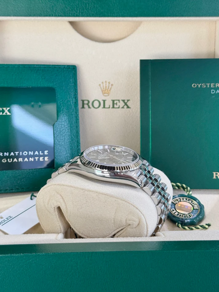 RLX Datejust 36mm 126234 Olive Green Palm Motif Dial Jubilee Stainless Steel Watch