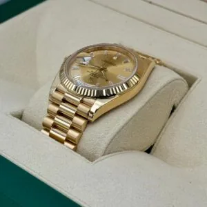 RLX Day-Date "President" 40mm Yellow Gold Champagne Diamond Baguette Dial - 228238