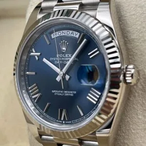 RLX Day-Date "President" 40mm White Gold Blue Roman Dial - 228239