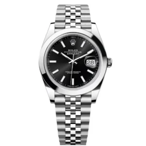 RLX Datejust 41mm 126300 Black Index Oyster 41mm Stainless Steel Watch