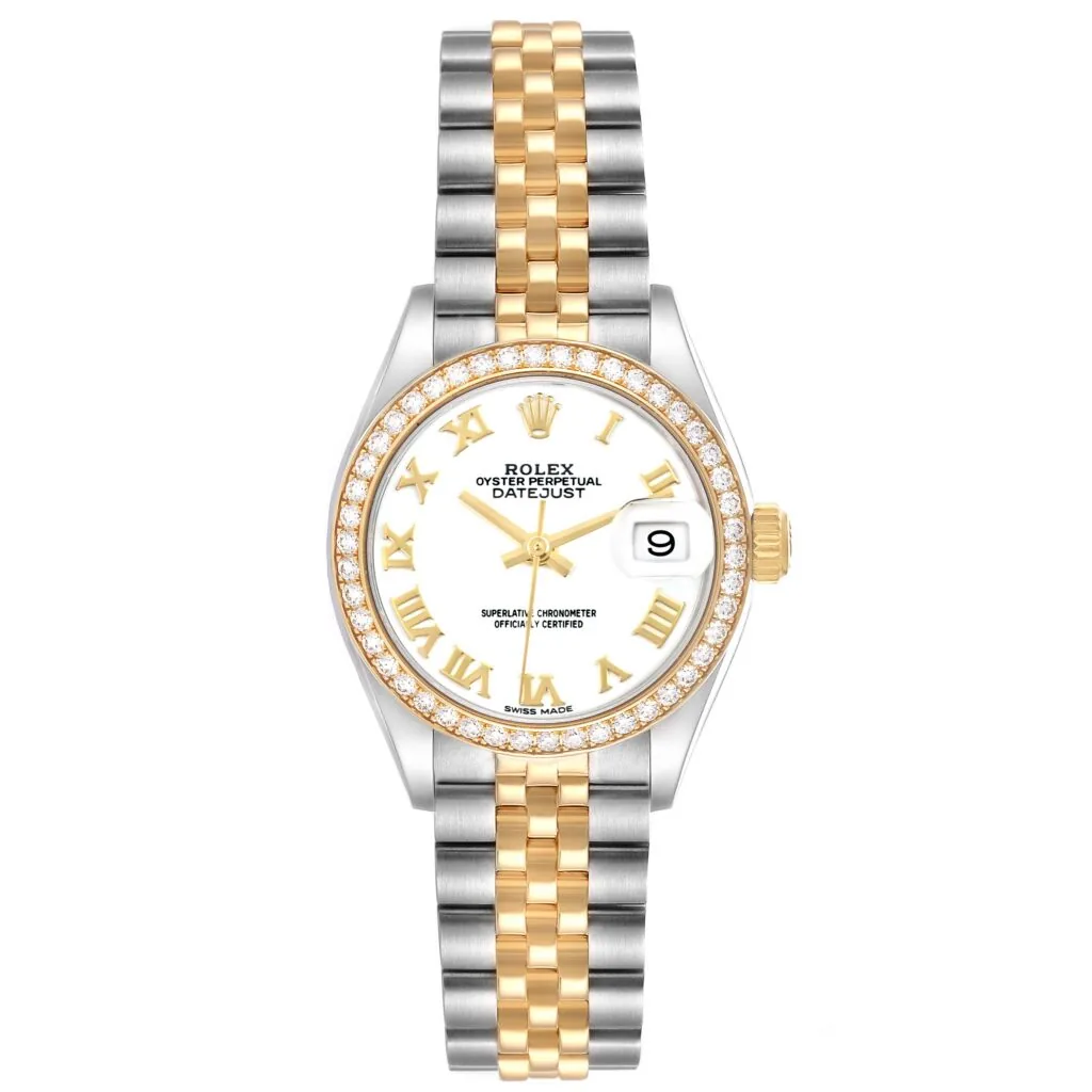 RLX Lady-Datejust 31mm 279383RBR White Roman Dial Yellow Rolesor Oyster Bracelet