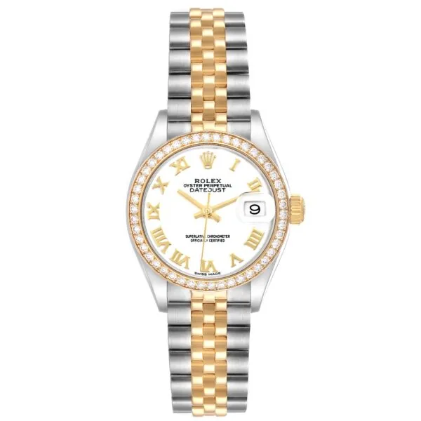 RLX Lady-Datejust 31mm 279383RBR White Roman Dial Yellow Rolesor Oyster Bracelet