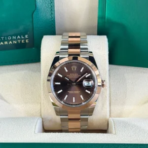 RLX Datejust 41mm 126301 Chocolate Index Oyster Steel and Everose Gold Watch
