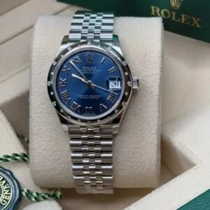 RLX Datejust m278344-0035/0036 Bright Blue Dial 31mm Domed Diamond Oyster Watch