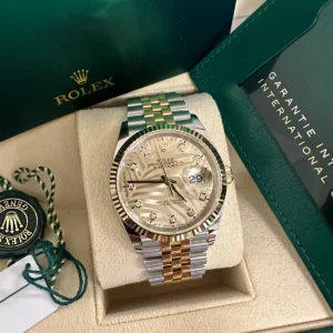 RLX Datejust 36mm 126233 Champagne Palm Motif Diamond Dial and Jubilee Bracelet Watch