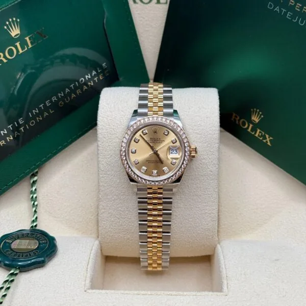 RLX Lady-Datejust 31mm 279383RBR Champagne Diamond Dial Yellow Rolesor Oyster Bracelet