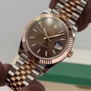 RLX Datejust 41mm 126331 Chocolate Index Jubilee Steel and Everose Gold Watch