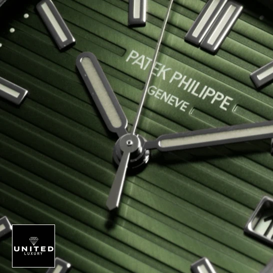 Patek Philippe Nautilus Green Replica 6 Pastek Philippe Nautilus Geneve Steel 5711_1A-014 Replica close dial view