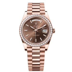 RLX Day-Date 40mm Chocolate Dial and Diamond Bezel 228345rbr-0024