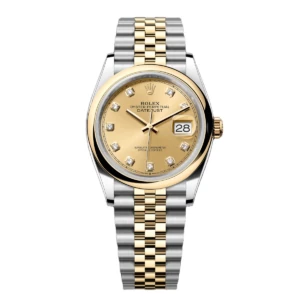 RLX Datejust 36mm 126203 Champagne Set with Diamonds Dial Domed Bezel Oyster Bracelet