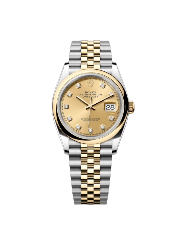 RLX Datejust 36mm 126203 Champagne Set with Diamonds Dial Domed Bezel Oyster Bracelet