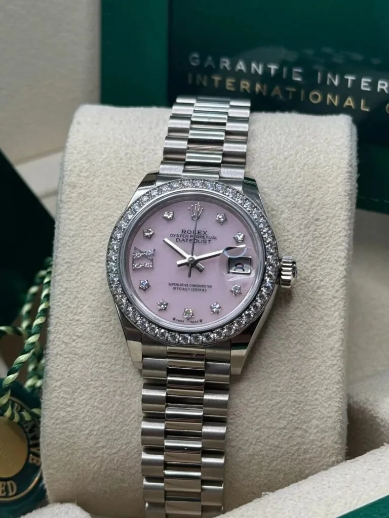 RLX Lady-Datejust 31mm 279139RBR Pink Opal Diamond Dial and Diamond Bezel White Gold Bracelet