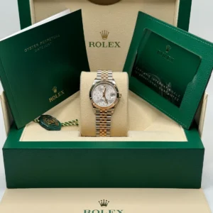 RLX Datejust m278271-0031/0032 Silver Floral Motif 31mm Dial Oyster Bracelet Watch