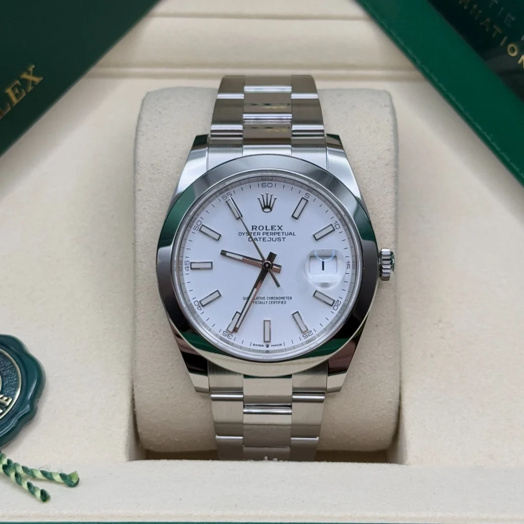 RLX Datejust 41mm 126300 White Index Oyster Stainless Steel Watch