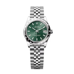 RLX Datejust m278344-0019/0020 Mint Green Dial 31mm Domed Diamond Oyster Watch