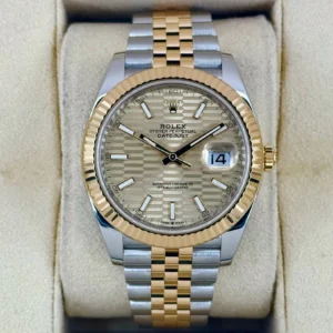 RLX Datejust 41mm Swiss Replica Watch | Two Tone Jubilee Bracele Champagne Fluted Dial Ref 126333