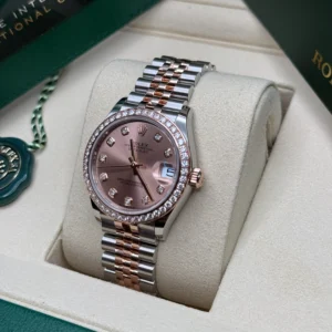 RLX Datejust m278381-0023/0024 Rose Diamond 31mm Dial Diamond-Set Bezel and Oyster Bracelet Watch