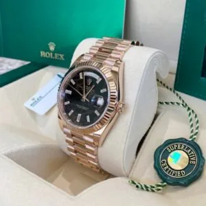 RLX Day-Date "President" 40mm Everose Eisenkiesel Diamond Baguette Dial - 228235