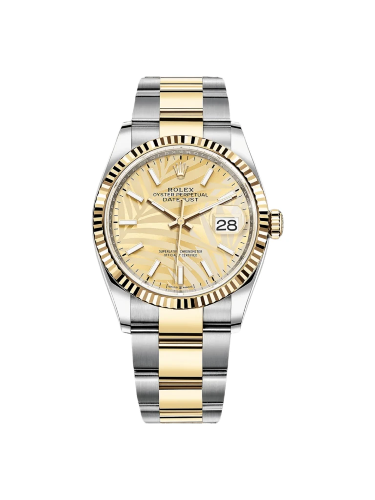RLX Datejust 36mm 126233 Golden Palm Motif Dial Jubilee Bracelet Watch