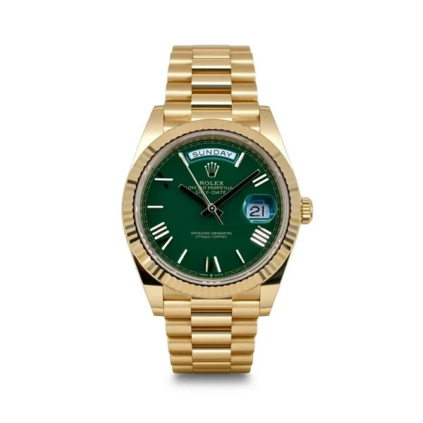 RLX Day-Date "President" 40mm Yellow Gold Green Roman "Money" Dial - 228238