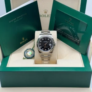 RLX Datejust 41mm 126334 Black Diamond Oyster Stainless Steel Mens Watch