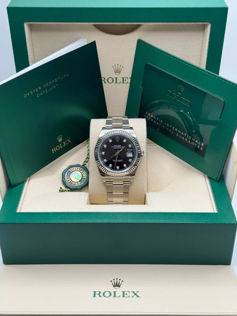 RLX Datejust 41mm 126334 Black Diamond Oyster Stainless Steel Mens Watch