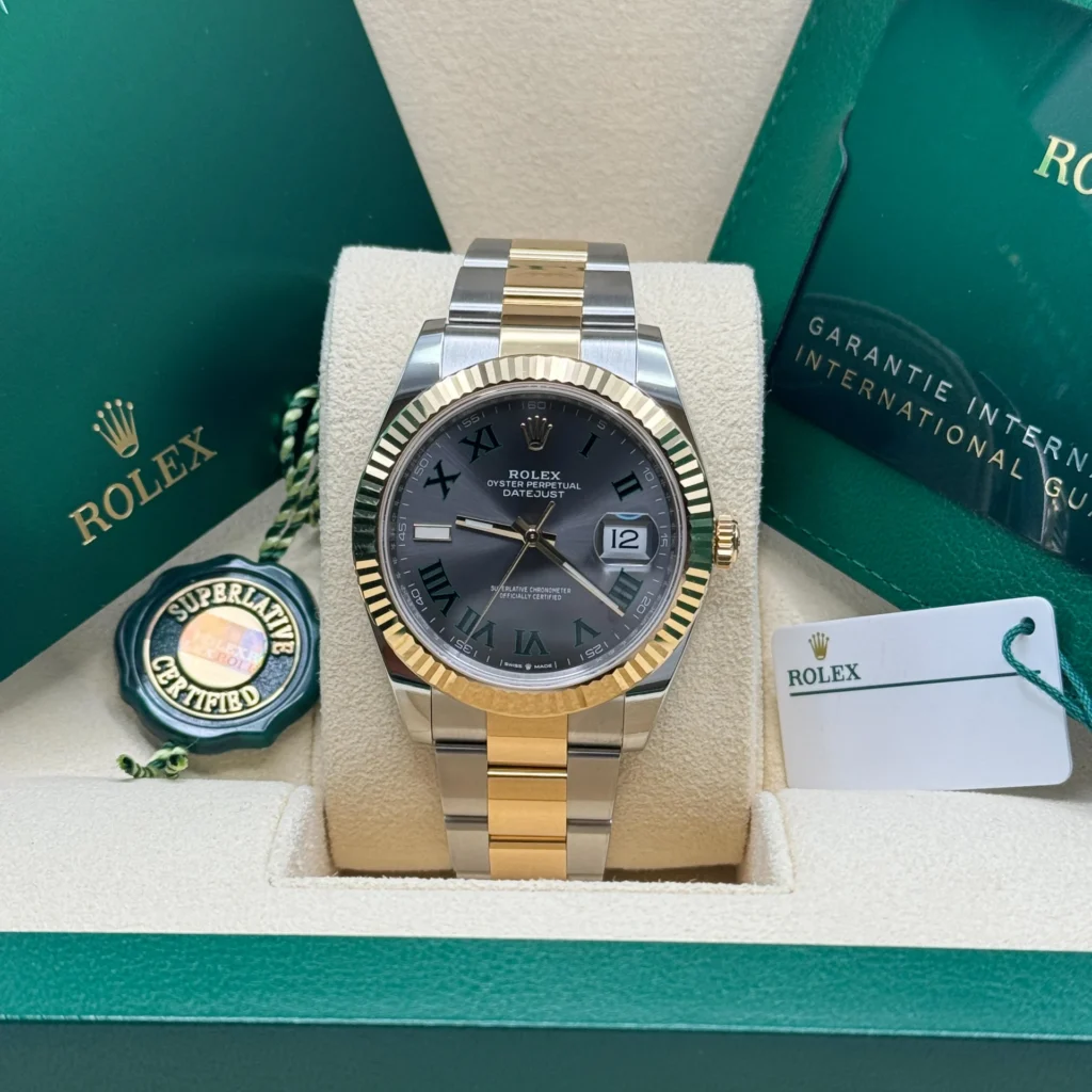 RLX Datejust 41mm 126333 Two-Tone Yellow Gold Fluted Bezel "Wimbledon" Dial Oyster