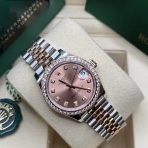 RLX Datejust m278381-0023/0024 Rose Diamond 31mm Dial Diamond-Set Bezel and Oyster Bracelet Watch