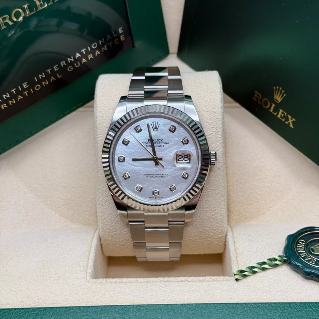 RLX Datejust 41 Mother of Pearl Diamond Stainless Steel Fluted Oyster - 126334