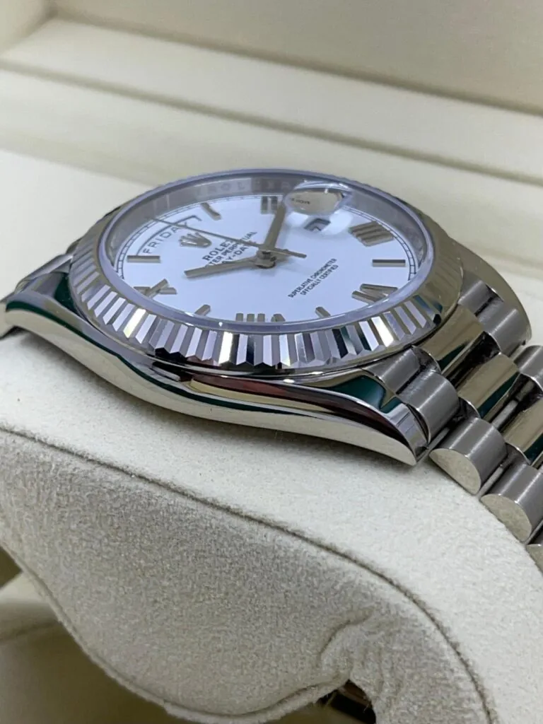 RLX Day-Date "President" 40mm White Gold White Roman Dial - 228239