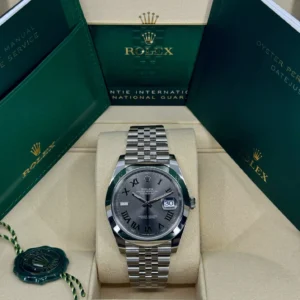 RLX Datejust 41mm 126300 Slate Roman Oyster Stainless Steel Watch
