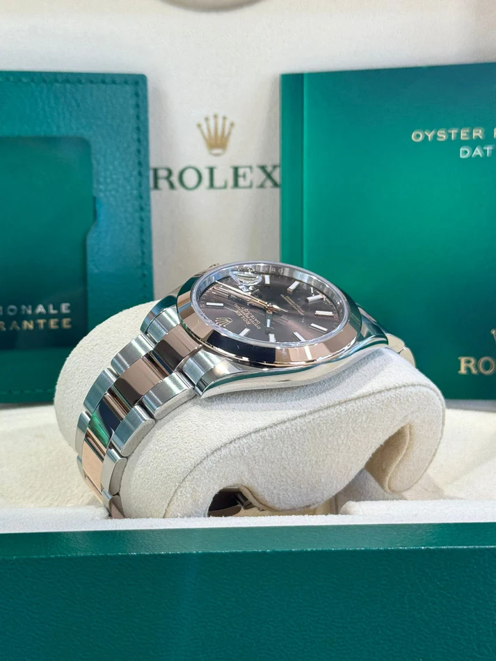 RLX Datejust 41mm 126301 Chocolate Index Oyster Steel and Everose Gold Watch