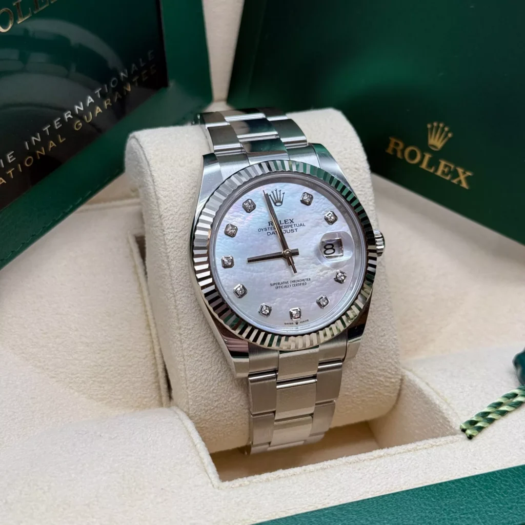 RLX Datejust 41 Mother of Pearl Diamond Stainless Steel Fluted Oyster - 126334