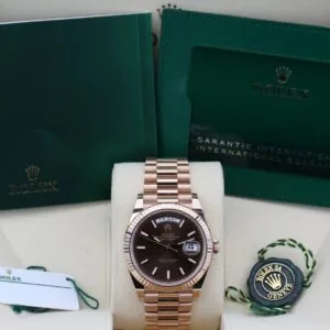 RLX Day-Date "President" 40mm Everose Gold Chocolate Index Dial - 228235