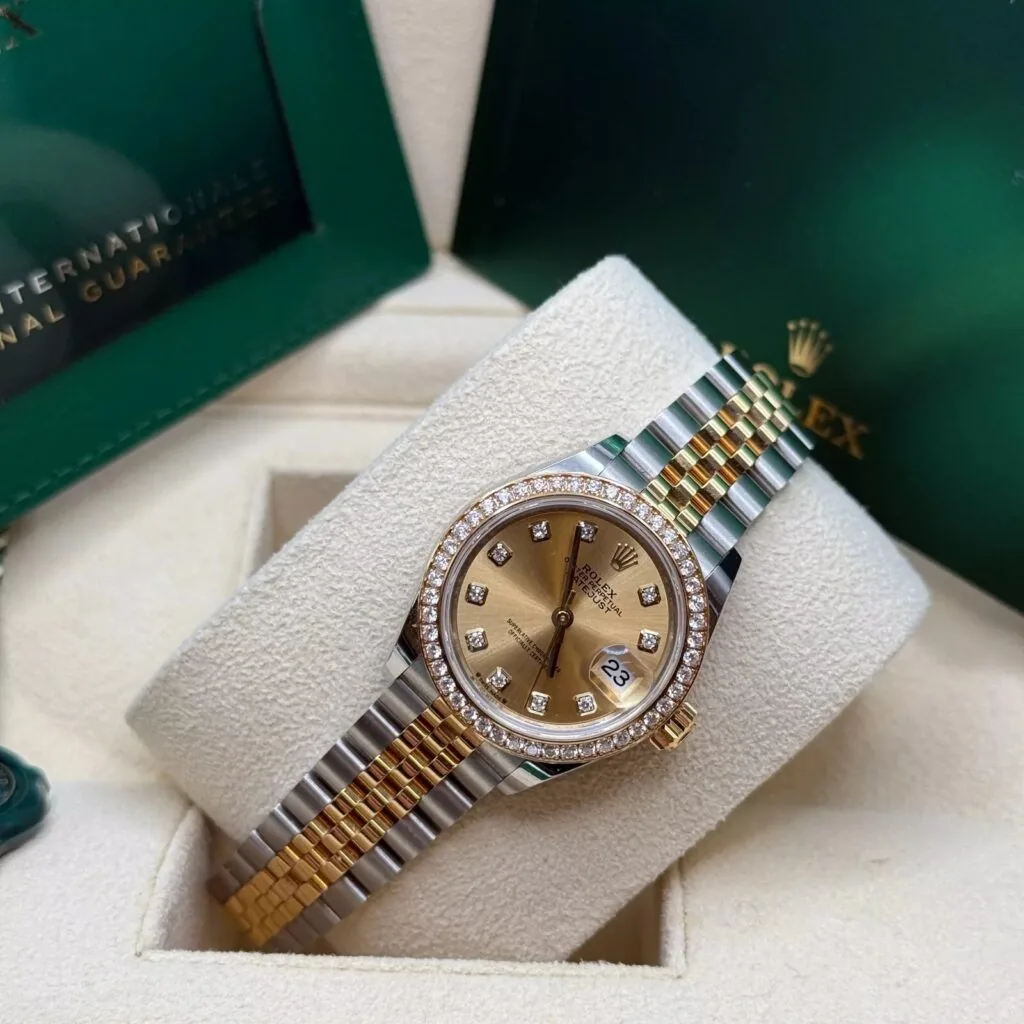RLX Lady-Datejust 31mm 279383RBR Champagne Diamond Dial Yellow Rolesor Oyster Bracelet