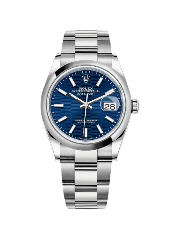 RLX Datejust 36mm 126200 Oyster Perpetual Blue Fluted Motif Dial Jubilee Stainless Steel