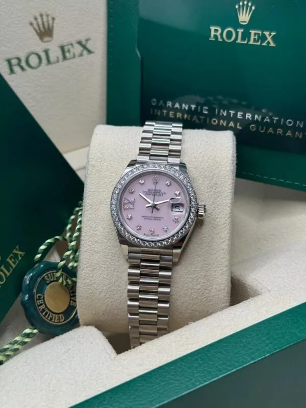 RLX Lady-Datejust 31mm 279139RBR Pink Opal Diamond Dial and Diamond Bezel White Gold Bracelet