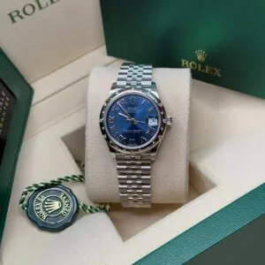 RLX Datejust m278344-0035/0036 Bright Blue Dial 31mm Domed Diamond Oyster Watch