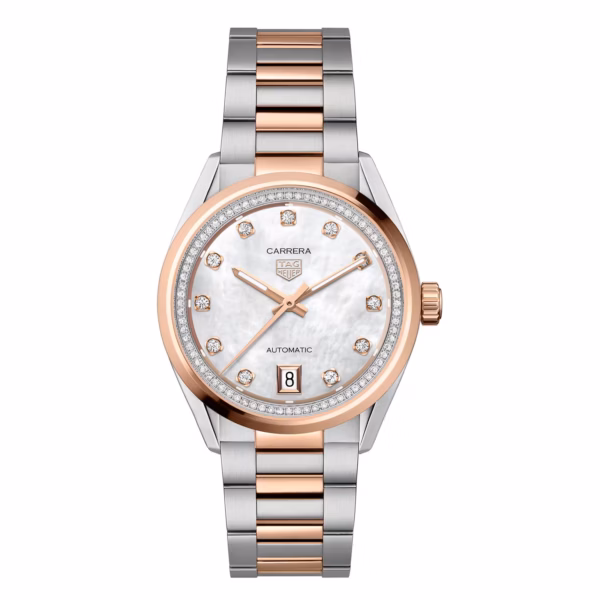 TAG Heuer Carrera Date 36mm Ladies Watch Mother Of Pearl Diamond WBN2351.BD0000