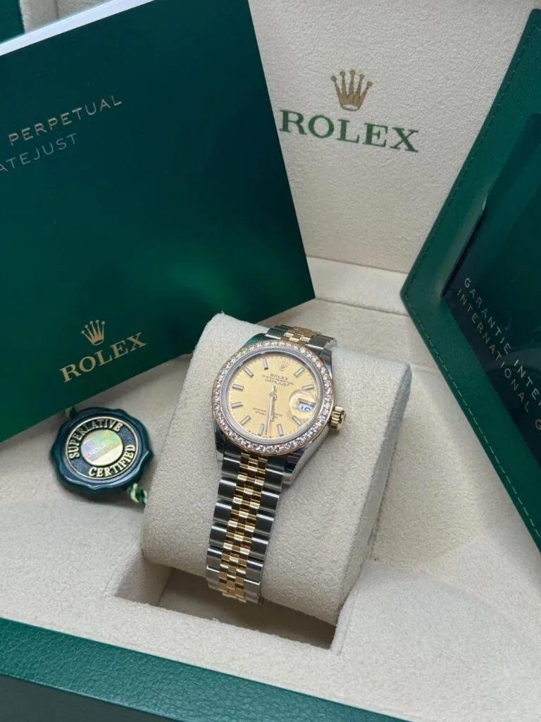 RLX Lady-Datejust 31mm 279383RBR Champagne Dial Yellow Rolesor Oyster Bracelet